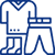 Blue icon of a shirt, jeans and shoes