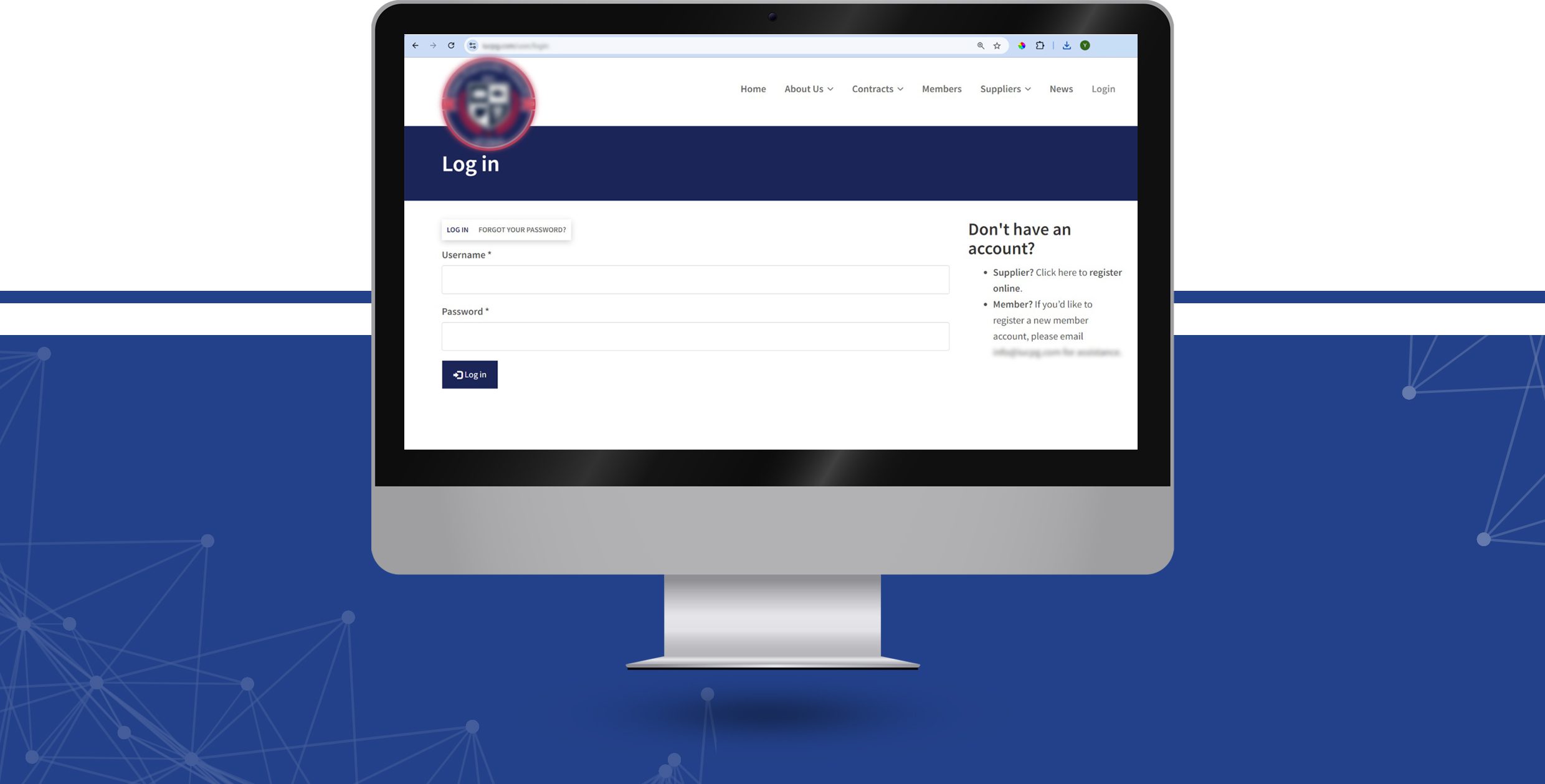 University purchasing consortium login portal with self-service registration for suppliers and members