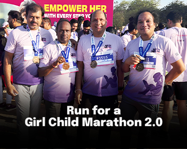 Vertex Run for a Girl Child Marathon 2.0 team with completion medals celebrating impact