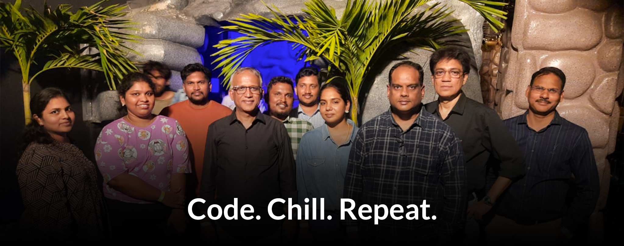 Vertex team enjoying Code Chill Repeat Fun Night 2025 celebration at Sound of Soul
