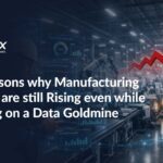 Manufacturing cost analysis blog post hero showing factory automation, rising costs trend, and data analytics dashboards